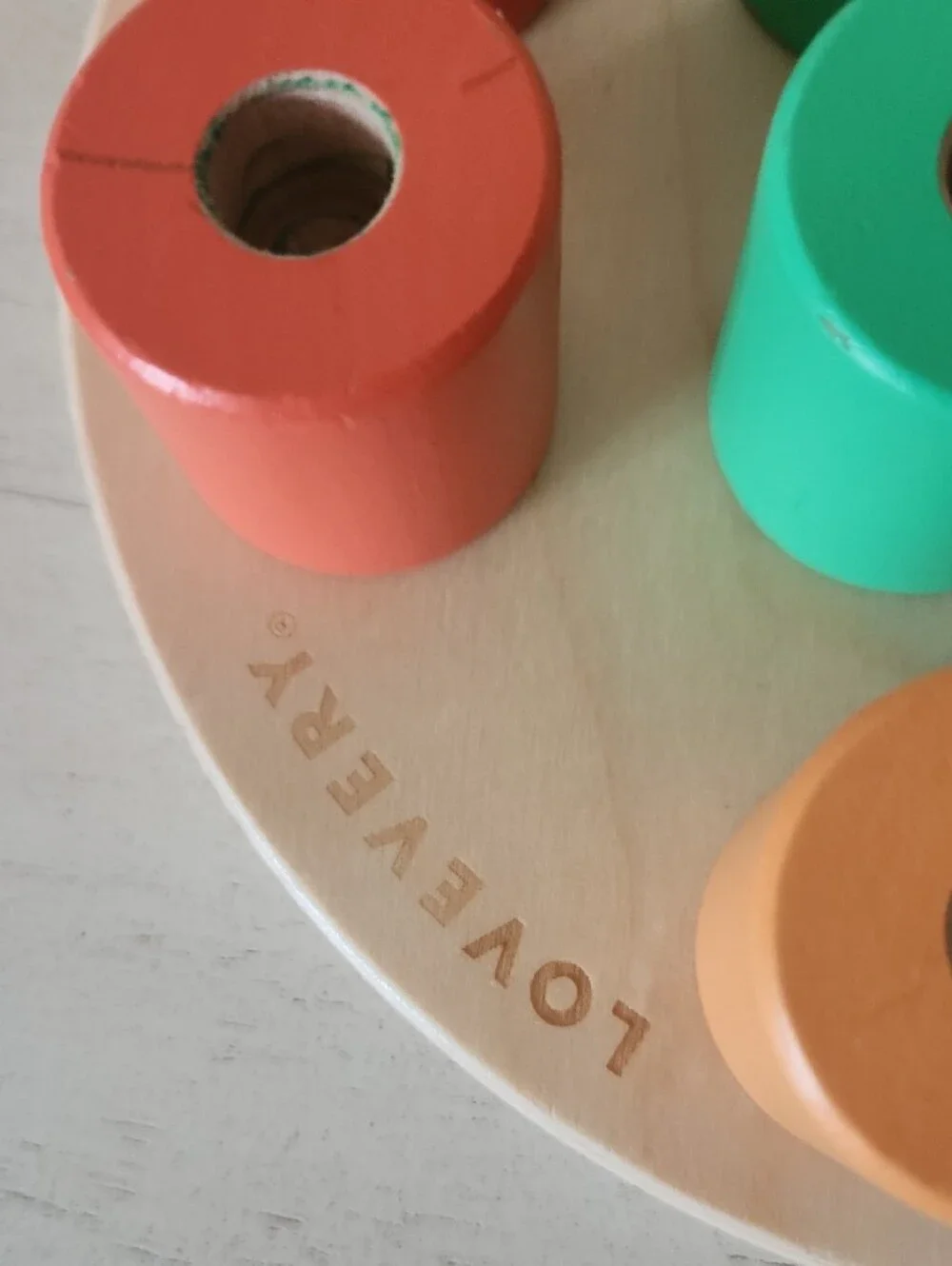 Wooden Color Sorting Peg Board Toy - Green, Teal, Orange, Red